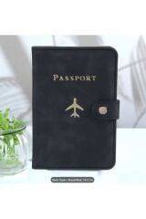 Pasaport Kılıfı, Çıtçıtlı, Vegan Deri, Seyahat Cüzdanı, Pratik Kullanım