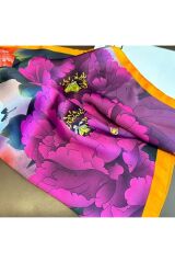 Zarif Çiçek Desenli, Güneşten Koruyan, Rüzgar Geçirmez, Çift Taraf Baskılı, Fular, Eşarp 70x70