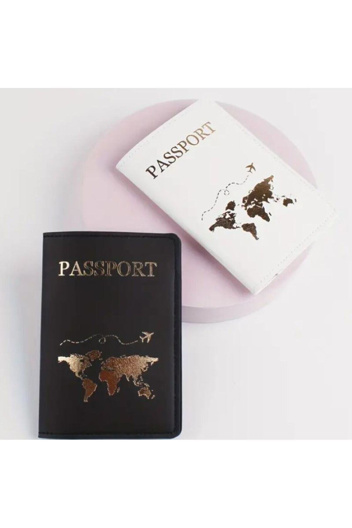 Çift Pasaport Kılıfı, Dünya Temalı, Seyahat Cüzdanı, Pratik Kullanım