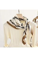 Modern, Geometrik Desenli, Güneşten Koruyan, Rüzgar Geçirmez, Çift Taraf Baskılı, Fular, Eşarp 70x70