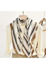 Modern, Geometrik Desenli, Güneşten Koruyan, Rüzgar Geçirmez, Çift Taraf Baskılı, Fular, Eşarp 70x70