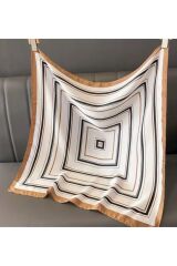 Modern, Geometrik Desenli, Güneşten Koruyan, Rüzgar Geçirmez, Çift Taraf Baskılı, Fular, Eşarp 70x70