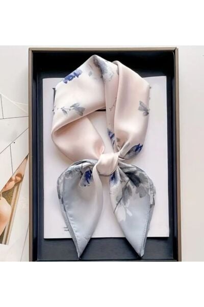 Mürekkep Gülü Desenli, Güneşten Koruyan, Rüzgar Geçirmez, Çift Taraf Baskılı, Fular, Eşarp 70x70