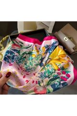 Canlı Renk ve Eğlenceli Güneşten Koruyan, Rüzgar Geçirmez, Çift Taraf Baskılı, Fular, Eşarp 70x70