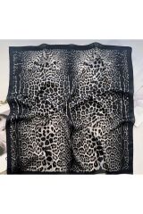 Çarpıcı Leopar Desenli, Güneşten Koruyan, Rüzgar Geçirmez, Çift Taraf Baskılı, Fular, Eşarp 70x70