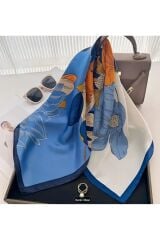 Kontrast Çiçekli, Güneşten Koruyan, Rüzgar Geçirmez, Çift Taraf Baskılı, Fular, Eşarp 70x70