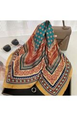 Paisley Desenli, Renkli, Güneşten Koruyan, Rüzgar Geçirmez, Çift Taraf Baskılı, Fular, Eşarp 70x70