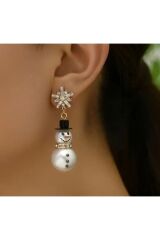 Kardan Adam ve Kar Tanesi, Yılbaşı Küpeleri, Işıltılı, Eğlenceli Küpe