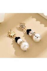 Kardan Adam ve Kar Tanesi, Yılbaşı Küpeleri, Işıltılı, Eğlenceli Küpe