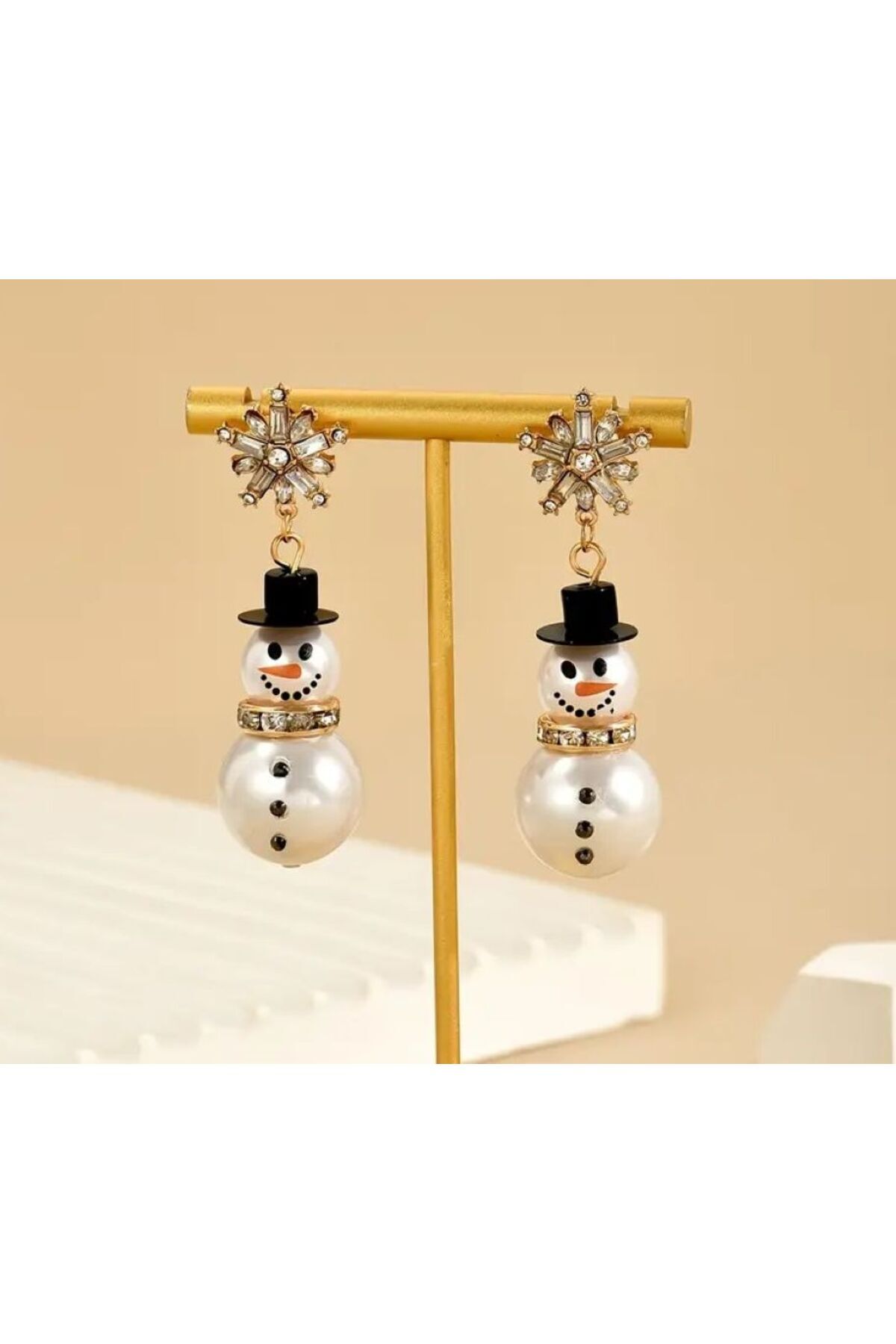 Kardan Adam ve Kar Tanesi, Yılbaşı Küpeleri, Işıltılı, Eğlenceli Küpe