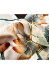 Lotus Çiçeği, Güneşten Koruyan, Rüzgar Geçirmez, Çift Taraf Baskılı, Fular, Eşarp 70x70