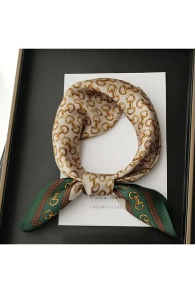 Populer Zincir Baskı, Güneşten Koruyan, Rüzgar Geçirmez, Çift Taraf Baskılı, Fular, Eşarp 70x70